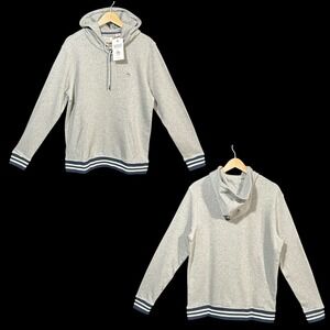 Penguin Mens Fleece Pullover Hoodie Size M Gray Navy Classic Fit Warm Sweatshirt